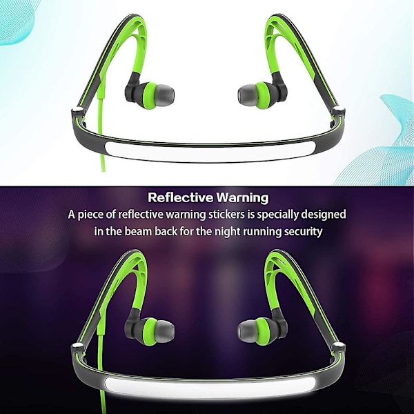 Mucro Foldbare Trådløse Løbe-Sport Høretelefoner Nat Halsbånd In-ear Stereo Øretelefoner, Kabellængde: 1,2m