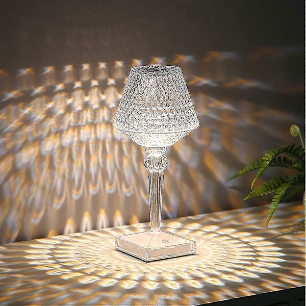 Touch Sänglampa Kristall Dimbar Bordslampa Trådlös Nattdekor USB Uppladdningsbar Stämningsbelysning För Vardagsrum Sovrum Restaurang Bar Hotell