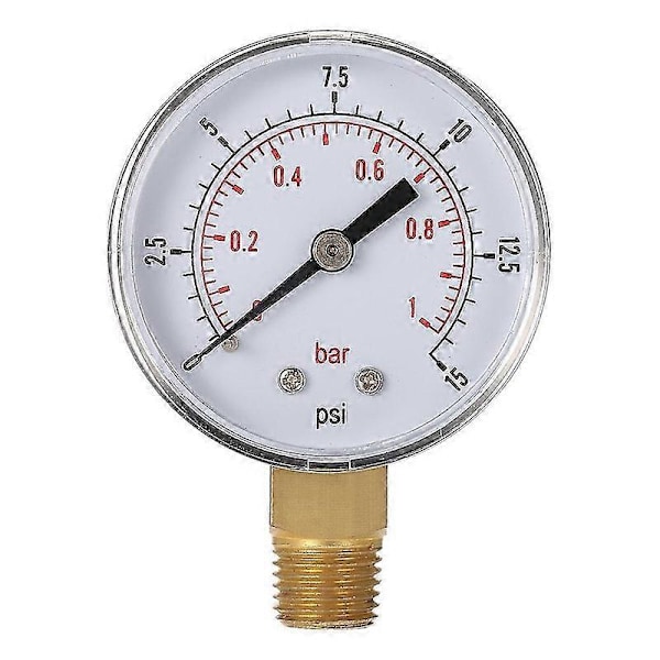 50mm 0~15psi 0~1bar Bassengfilter Vanntrykk Dial Hydraulisk Trykkmåler Manometer 1/4\" Npt Gjenge