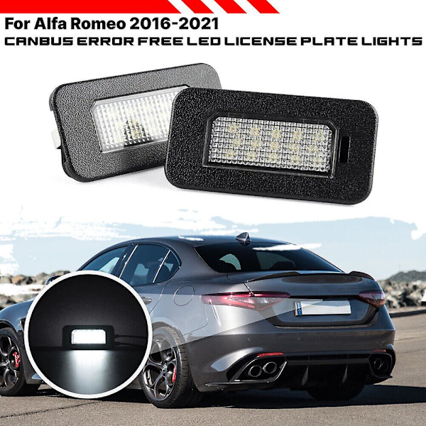 License Plate Light Lamp 6000K White LED For Alfa Romeo Giulia Stelvio 2017-2022