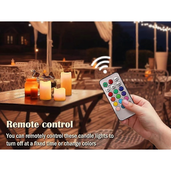 Paket med 3 LED-ljus, LED-pelarljus, LED-utomhusljus med timer, LED-utomhusljus vattentäta, för födelsedagar, jul, barer, hotell, bröllop