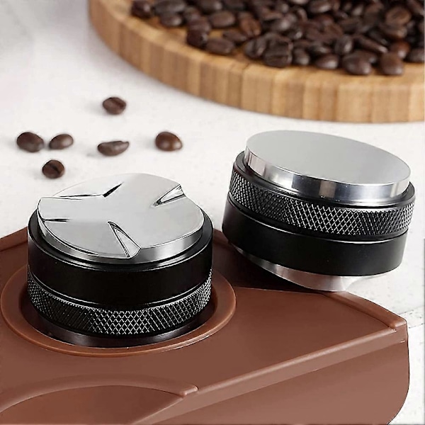 53mm Kaffetamper og 54mm Doseringstragt Sæt, Dobbelt Hoved Kaffelavler Passer Justerbar Dybde Espre