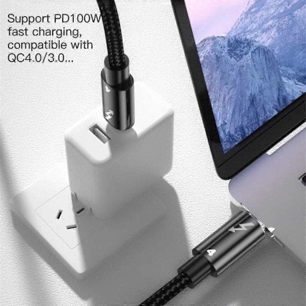 Type A 0.8m Thunderbolt 4 USB 4 Nylonflettet Type-C Kabel 40Gbps Dataledning 8K@60Hz Støtte PD