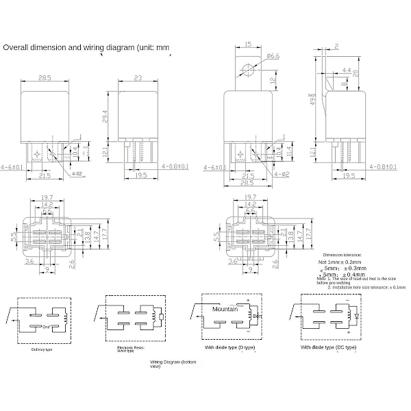 5 stk 40AMP 24V DC Bil A/C Relé Hovedlys Relé Vifte Relé og Sele 14 AWG Ledninger 4PIN Bil