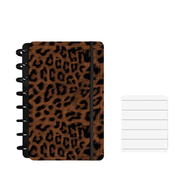 Notesbog - Løsbladet notesbog, tykt PU-læderomslag, kreativ notesbog, mødenotesbog - A5 - Leopardprint stil C