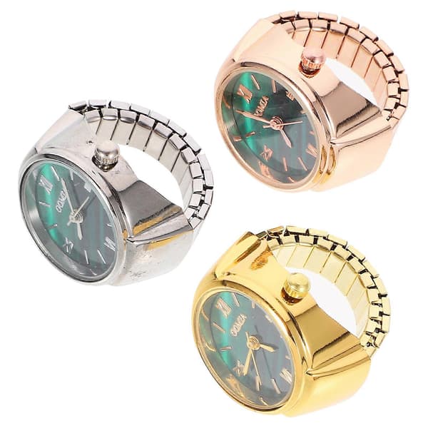 3 stk. Mode-ure  Kvinde Finger Ring Ur Dekorativ Ring Ur Finger Ur Ur Ring