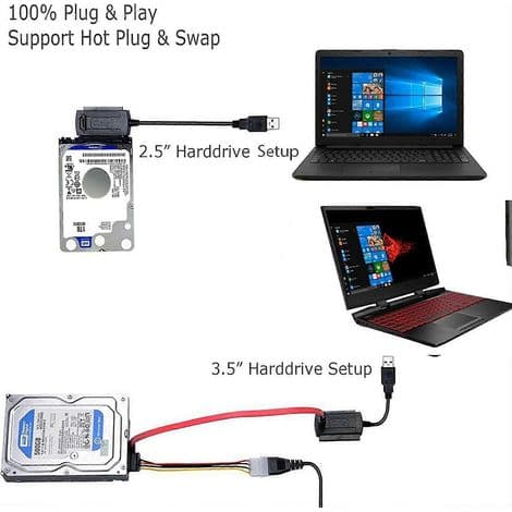IDE SATA til USB 2.0 adapterkabel for ekstern harddisk