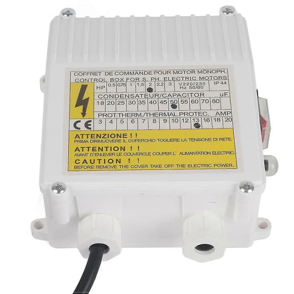 1.5KW 2HP Dypbrønnspumpekontrollboks Termisk beskyttelse EU 220V Plugg