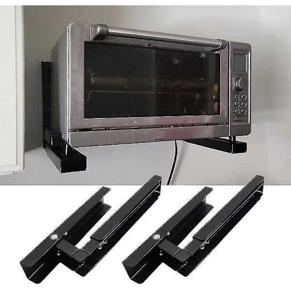 Black Wall Mount Bracket, Microwave Oven Shelf, Expandable And Foldable Kitchen Oven Rack, Suitable For All Microwaves