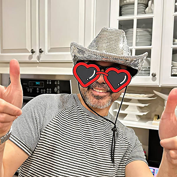 Discokula Cowboyhatt, Spegelkula Cowboyhatt, Ungkarspartahatt, Kvinnors Glittrande Rymdhatt