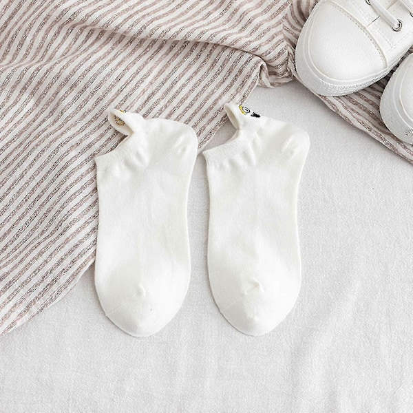Søde Sokker 10 Par Bomuld Kawaii Broderede Sjove Ankelstrømper Nyhedssokker Til Kvinder Piger Wuqx