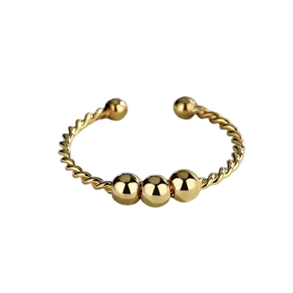 Adjustable Anti-Stress Ring with Rotatable Beads Gold