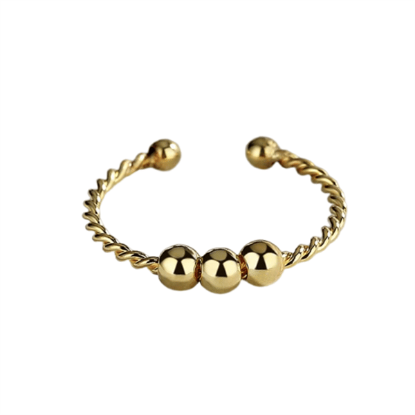 Justerbar antistressring med roterbare perler Gull
