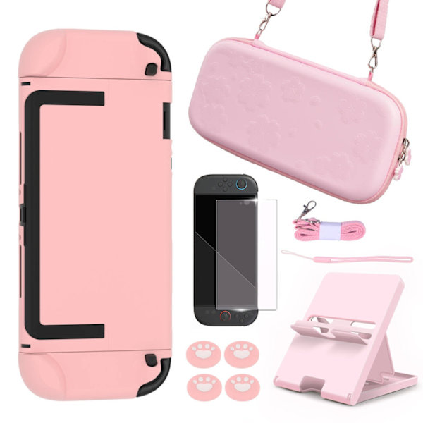 Sakura Protection Kit Compatible with Switch 2: EVA Case, Screen Protector, Stand & Button Caps for Enhanced Gaming