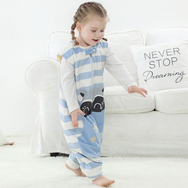 Ermeløs baby pyjamas bomull sovepose vinter pyjamas i ett stykke-Striped Raccoon M-jbk