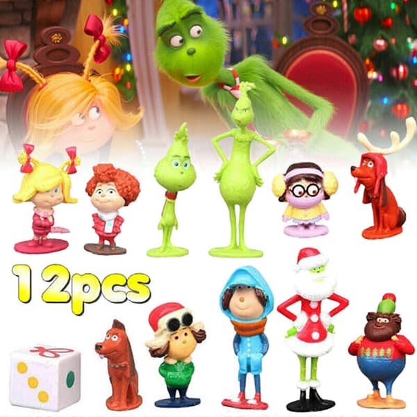 12 stk. Julekage Topper Actionfigur Legetøjsdukker Sæt PVC Model Samlinger Julepynt