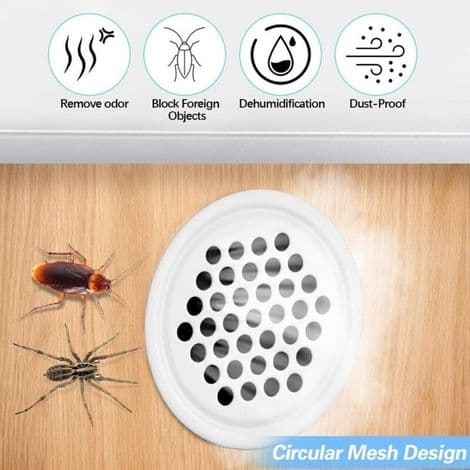Sæt med 20 runde 35 mm ventilationsgitre i rustfrit stål, velegnet til møbler, køkkener, skabe og garderober