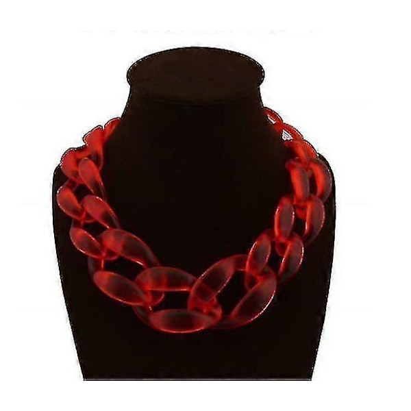 Vintage Harpiks Lackingone Akryl Krage Chunky Choker Statement Bib Kjede Halskjede Smykker - FARGE: rød