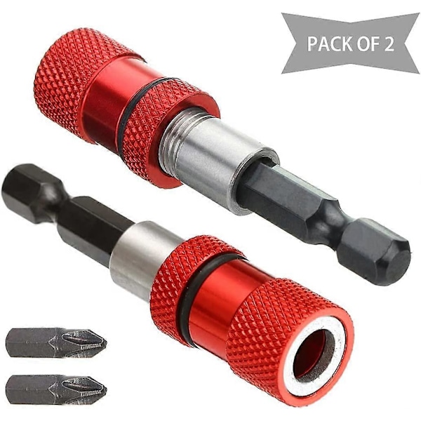 2 Pakk Justerbar Skruedybde Skrutrekker Magnetisk Stål Skrutrekker Gipsbor 1/4\" Hex Skaft med S2 Phillips 2 Driverbits