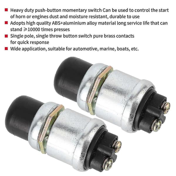 2st Horn Motorstartbrytare SPST Tryckknapp Start Vattentät 50A 12V för Bil Båt