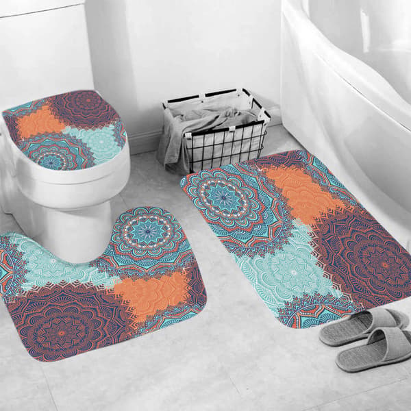 4 st Badrum Duschdraperi Form Vattentätt Bad Draperi Set Toalettlock Matset (180*180cm) BILD5
