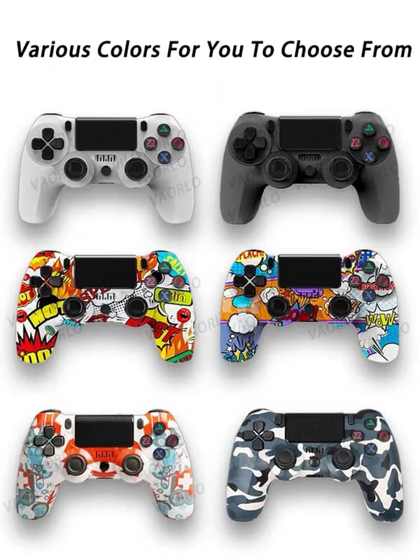 Trådløs kontroller for PS4/Pro/PS3/Slim/PC/Steam, Bluetooth-kontroller, Joystick, Støtter 6-akser, Vibrasjon, Berøringsklikk