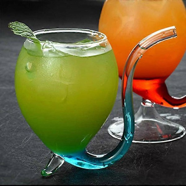 2 st 300 ml Rödvinsglas Transparent Glasmugg med Drickrör