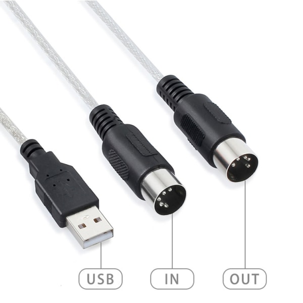 Adapter MIDI til USB-kabel Midi-grensesnittkabel konverter til PC musikk keyboard konverter kabel-jbk