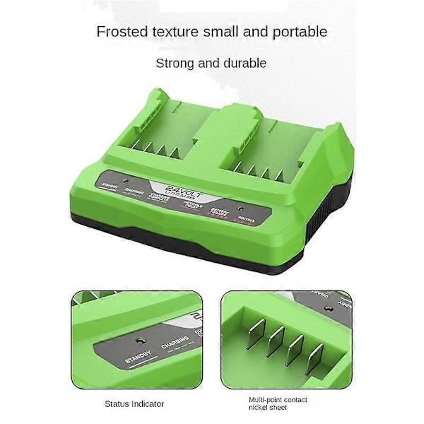 Li-Ion Batterilader for Greenworks 24V Oppladbar Motorsag Litiumbatteri Elektrisk Verktøy Skiftenøkkel