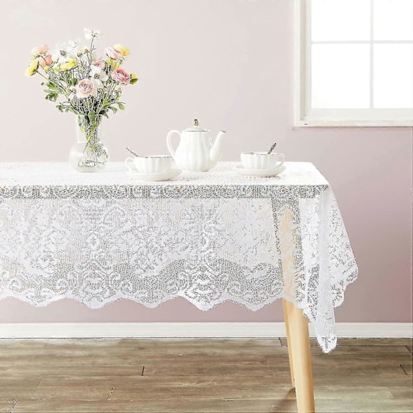 Skummel Rektangulær Blonde Duk - 137x183 Cm Hvit Design