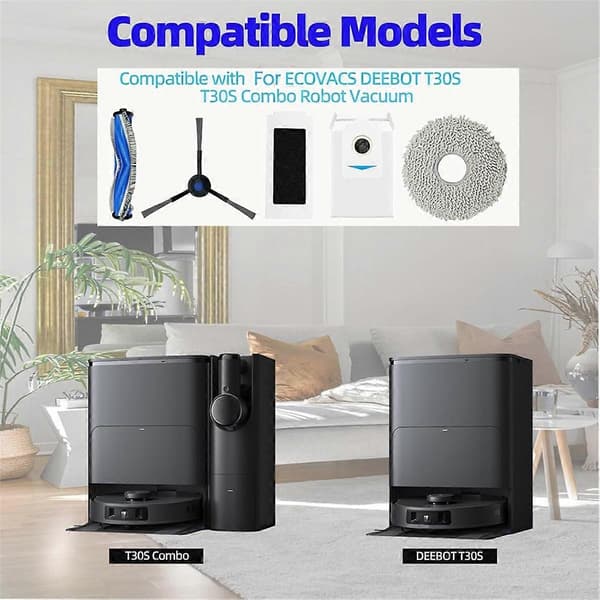 Reservedele Tilbehørssæt til ECOVACS DEEBOT T30S/ T30S Combo Robotstøvsuger Børste Fil