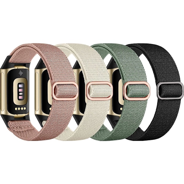 4-pakks stropper for Fitbit Charge 5 - Myk og pustende sportsstropp