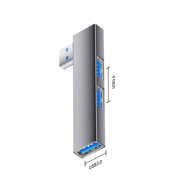 Multi-Port USB-hub: USB til dobbelt USB 2.0 + USB 3.0 til telefoner, tablets og laptops grå