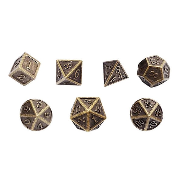 DND Terningsett Metall Terningsett Metall Polyhedral Terningsett Drageterninger i Metall for Spill Rollespill Tabl