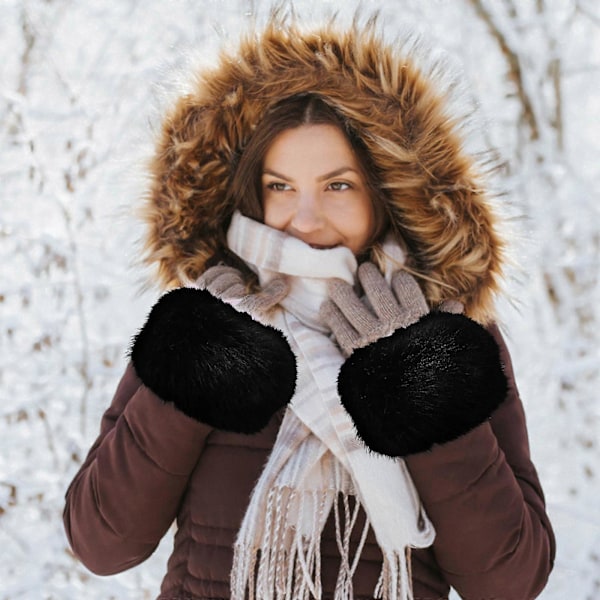 2 stk. Varme Håndleddsvarmere Vinter Håndleddsbånd Fluffy Håndleddsbånd Fuzzy Håndleddsvarmere for Kvinner