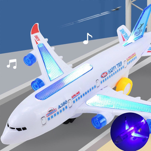 Universal Flygplan Passagerarplan Med Musik Upplyst Leksak Airbus Modell Barnleksak Flygplan Modell Montering Leksak