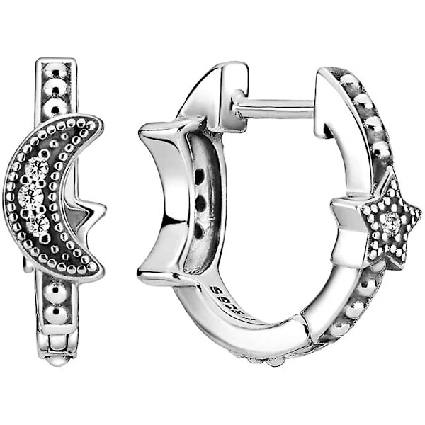 Crescent Moon & Stars Øredobber Sterling Sølv med Cubic Zirconia 299152C01