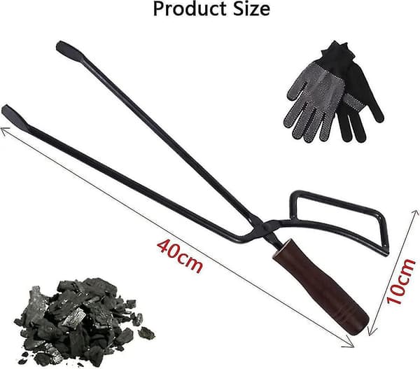 Vedtångar, 40 cm Tunga Vedtångar Eldstad Tillbehör Bestick Eldstad Anti-brännskada