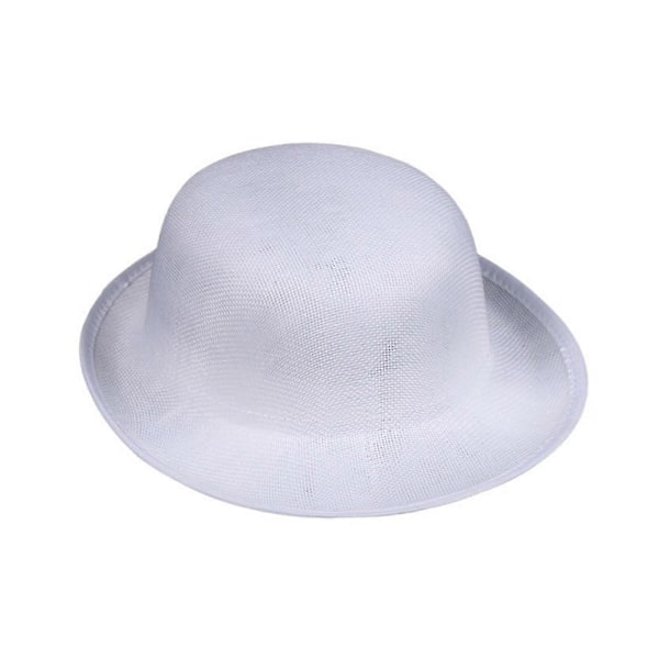 Andningsbara Sinamay Fedorahattar för Kvinnor Utomhusaktiviteter Bowlerhattar Teparty Fascinatorhattar Formell Ridhatt Vit