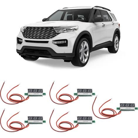 Sæt med 5 mini digitale DC voltmetre, justerbare, 2-leder, 0,28-tommer blåt display, 3,2-30V