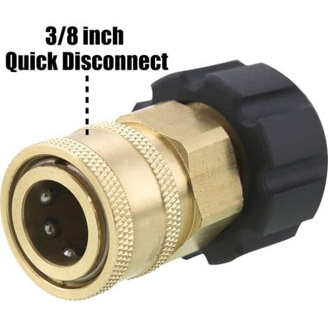 Højtryksrenseradapter, 9,5 mm lynkoblingssæt, M22 14 mm til M22, metrisk fitting, 5000 PSI