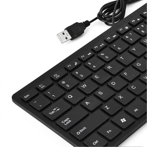 78 Taster Ultra Tyndt Mini USB Kabelforbundet Tastatur til Desktop Computer Laptop PC (Sort)