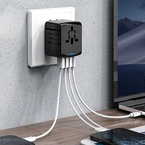 Universell AC-adapter, internasjonal reiselader for USA, AU, EU, FR