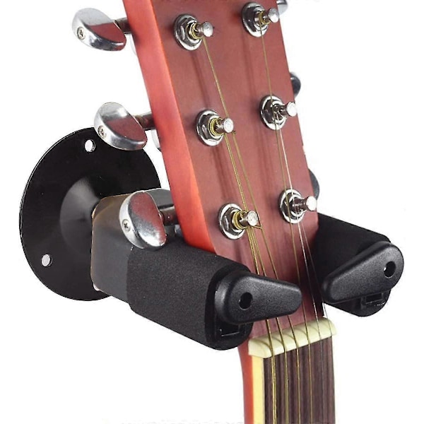 Gitarrväggfäste, Gitarrhängare med Säkerhetslås, Automatisk Grepplåssystem, För Alla Gitarer, Bas, Banjo, Violiner, Mandoliner, Ukulele (svart)