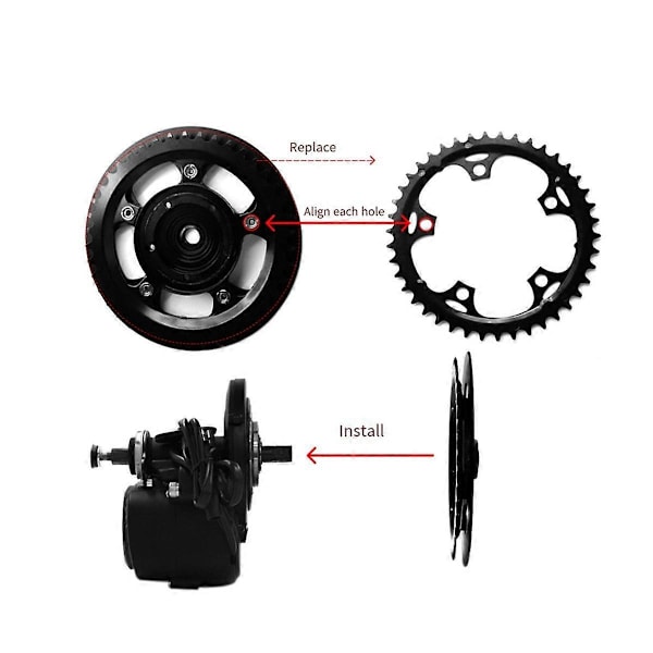 Elektrisk sykkel Ebike Kjede Hjul Kjede Ring 42T Kjede Hjul for TongSheng TSDZ2 TSDZ-2B Midt Motor Kjede Hjul