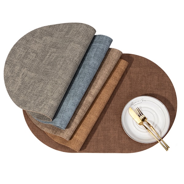 5-pack Placemats i konstläder Oval Enkel tyg läder placemat