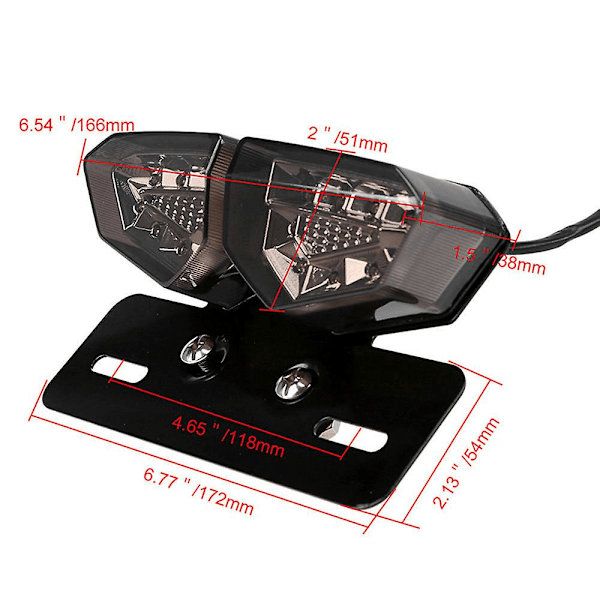 Motorcykel Baglygte Røg LED Motorcykel Brems Baglygte Blinklys Nummerplade Integreret Lys