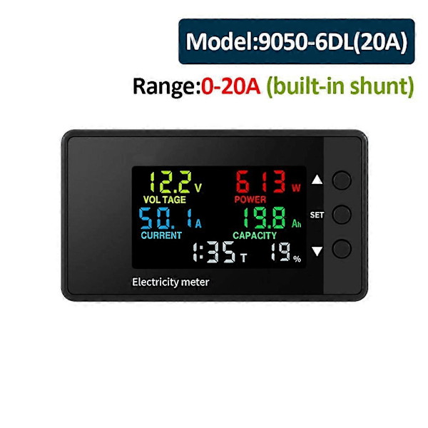 6-i-1 Voltmeter Amperemeter DC 7,5-100V Wattmeter LED Digital Elektrisk Mätare Multifunktionell Spänningsströmsmätare 0-20A