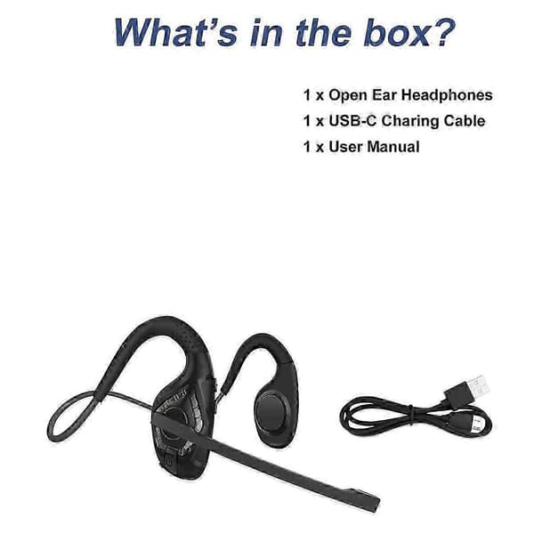 Bluetooth Headset med Mikrofon, Åbne Øre Hovedtelefoner Trådløst Støjreducerende Headset til Kontor