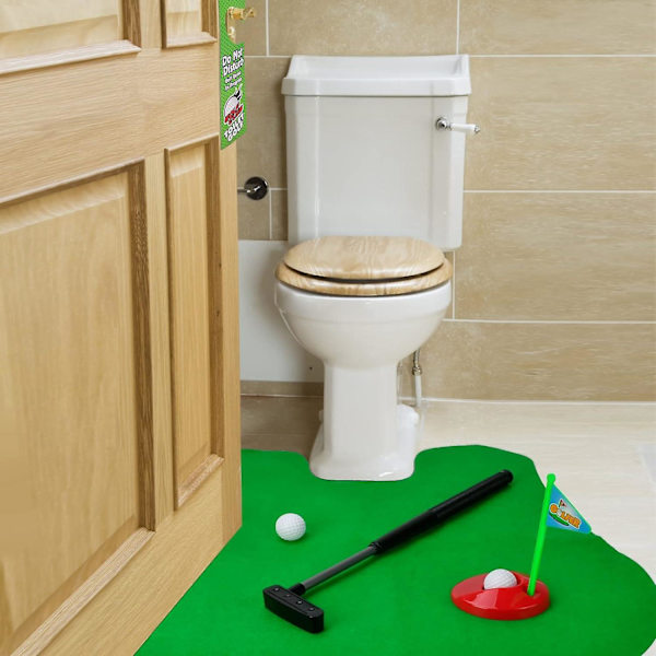 Toalettgolfspel, öva minigolf i vilket badrum som helst - Perfekt toaletttid-nyhet Roliga presenter till pappa, make, pojkvän, män